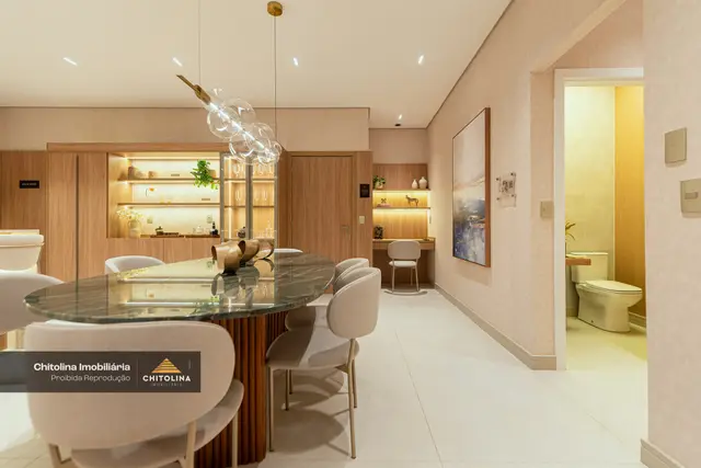 Hall de entrada do apartamento decorado do Grand'Oro Vila Barth, foto real do decorado de 126 m²