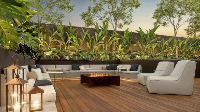 Área de descanso da área de lazer do Grand'Oro Vila Barth (perspectiva ilustrativa)
