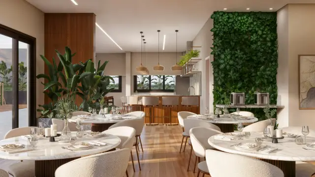 Espaço gourmet da área de lazer do Grand'Oro Vila Barth (perspectiva ilustrativa)
